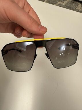 Men's Black Aviator Sunglasses with Yellow Accent
